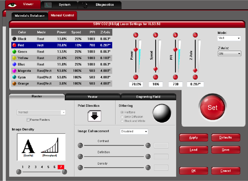 ULS software manual controls