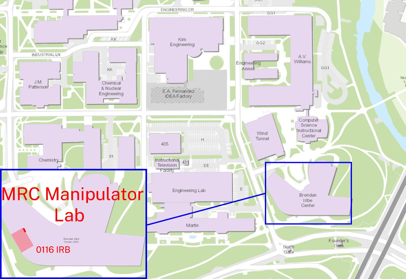 Map of Robotics Manipulator lab location